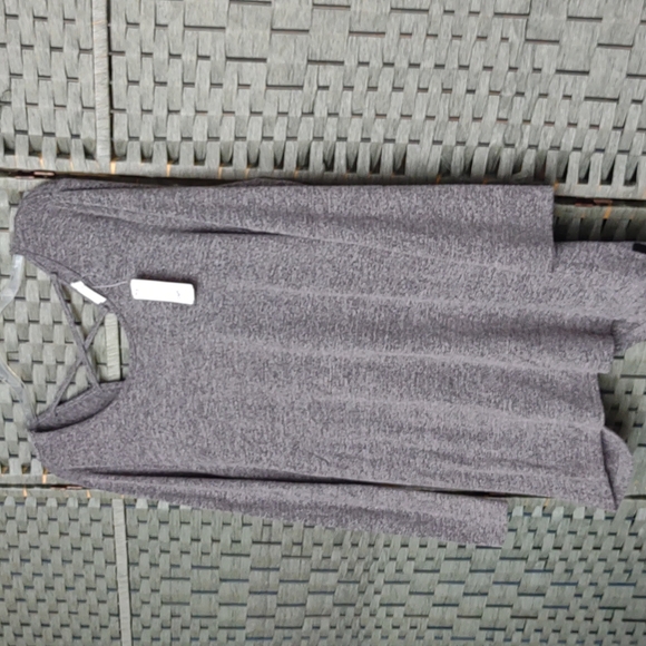 NWT Simple by Suzanne Betro Soft Sweater Blouse Tunic Criss Cross V Back - Picture 10 of 13